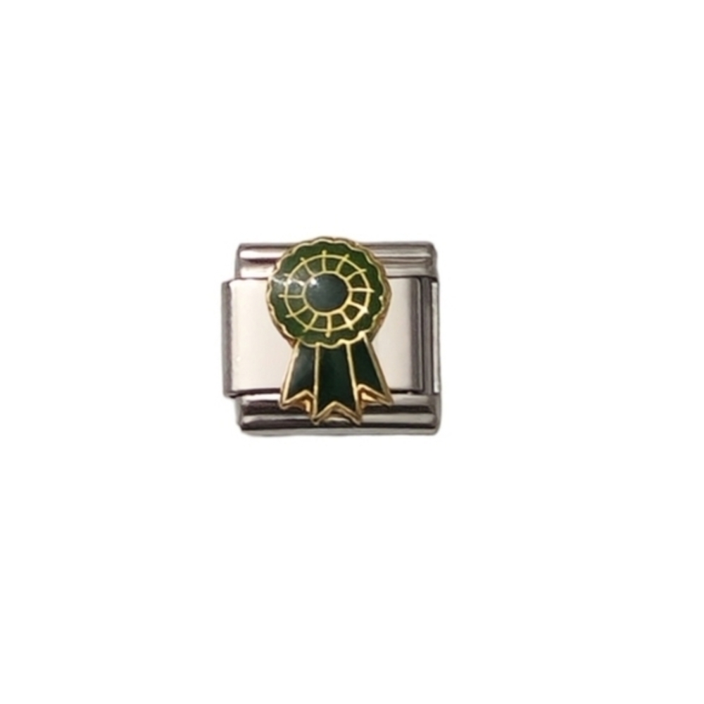Italian Charmlink‎ for Italian Charm Bracelet Green Ribbon Prize 9mm